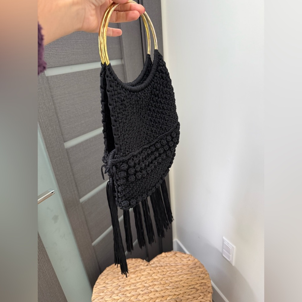 Cleobella Black Woven Bag with Gold Accents - Picture 13 of 14